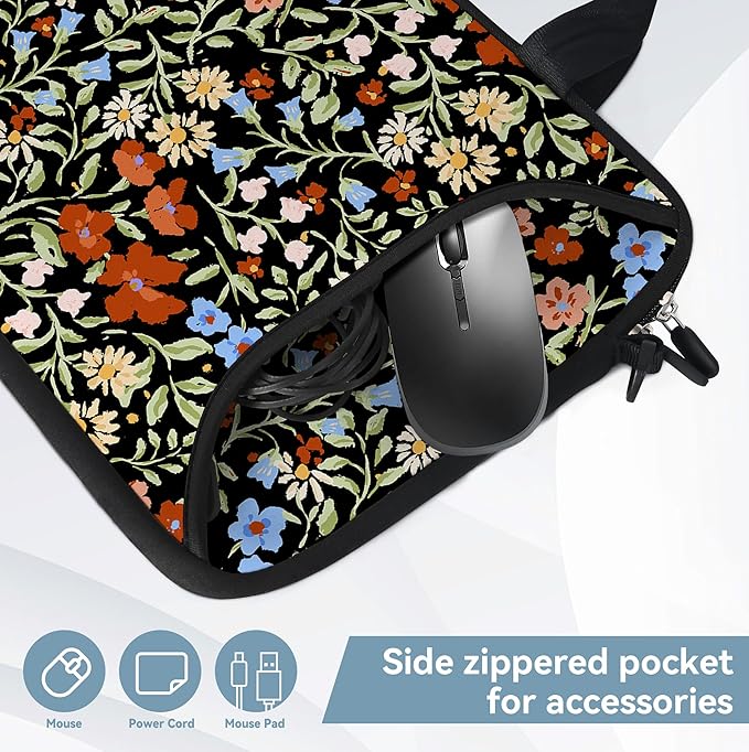 RICHEN Messenger Bag Carrying Case Sleeve with Handle Accessory Pocket Fits Laptops/Notebook/ebooks/Kids tablet/ipad (11-13.3 inch, Flowers2)