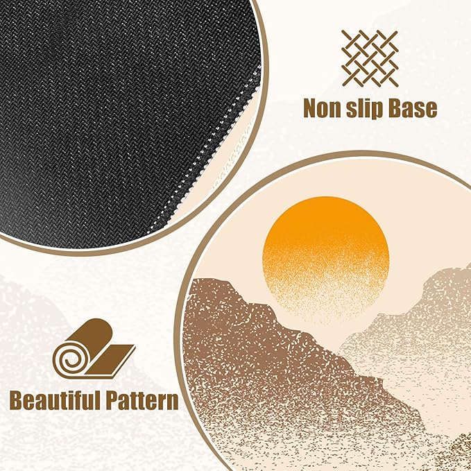 Beige Desk Matt for Desktop, Mouse Pad Mat, Desk Mat for Keyboard and Mouse, XXL Large Mouse Pad for Desk, Anti-Slip Big Mousepad with Stitched Edges, Mouse Mat for Computer Laptop Women, Mountain Sun