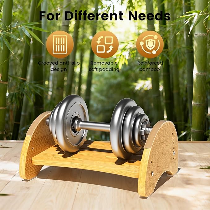 Bamboo Under Desk Footrest with Cushion - 6-Level Adjustable Ergonomic Wooden Foot Rest for Office & Home - Reversible Rocking Footstool for Short Legs, Back & Lumbar Pain Relief - Non-Slip