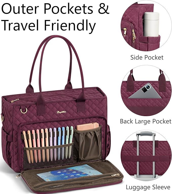 Bagstellar Teacher Bags for Women, 15.6 inch Laptop Work Tote Bag Quilted Nurse Bible Computer Shoulder Bag for School Travel | Dream Tote Work Bag, with 40oz Cup Holder, Insulated Pocket, Zipper & Strap, Office Briefcase, Ideal Gift for Women