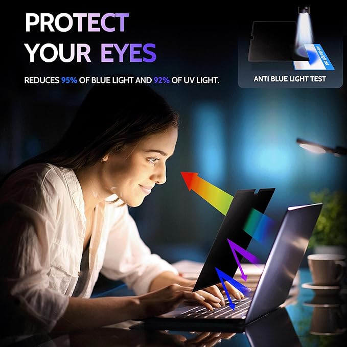 Peslv Privacy Screen for MacBook Pro 16 Inch (2021-2026, M1, M2, M3, M4, M5), MagicSuction™ Removable Anti Spy Black Protector, Glare Blue Light Filter for Mac Laptop Computer