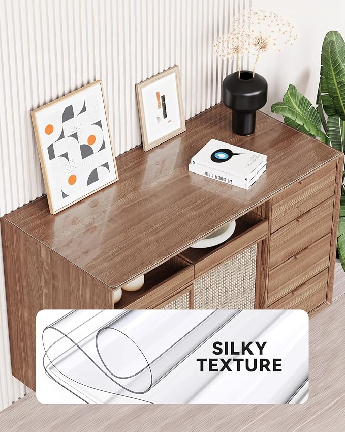 Oterri Clear Writing Desk Pad, 47.2’’x23.6” Heat Resistant Waterproof PVC Round Edge Durable Desk Protect Mat, Anti-Static Writing Mat Table Protector