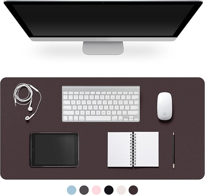 Leather Desk Pad Protector,Non-Slip Desk Pad,on-Slip PU Leather Large Mouse Pad,Easy Clean Desk Protecor Mat,Writing Pad for Office Work/Home/Decor(Dark Coffee, 47.2" x 17")