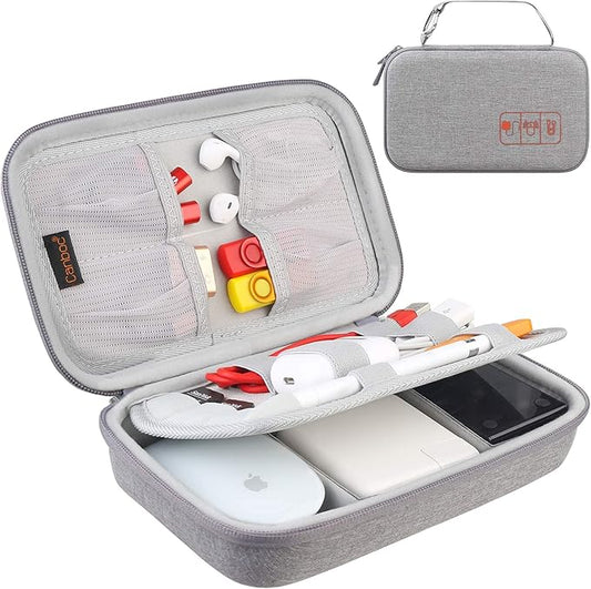 Canboc Hard Electronic Organizer Travel Case Electronics Accessories Cable Gadget Wire Storage Bag Double Layer Shockproof Box for Charger, Cord, Flash Drive, Apple Pencil, Power Bank, Grey