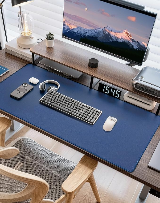 Waterproof Large Gaming Mouse Pad with Durable Stitched Edges, Non-Slip Rubber Base, Grainy Jacquard Mouse Mat Desk Pad for Home Office Gaming, 35.4''x15.7''x0.12'', Matte Gray