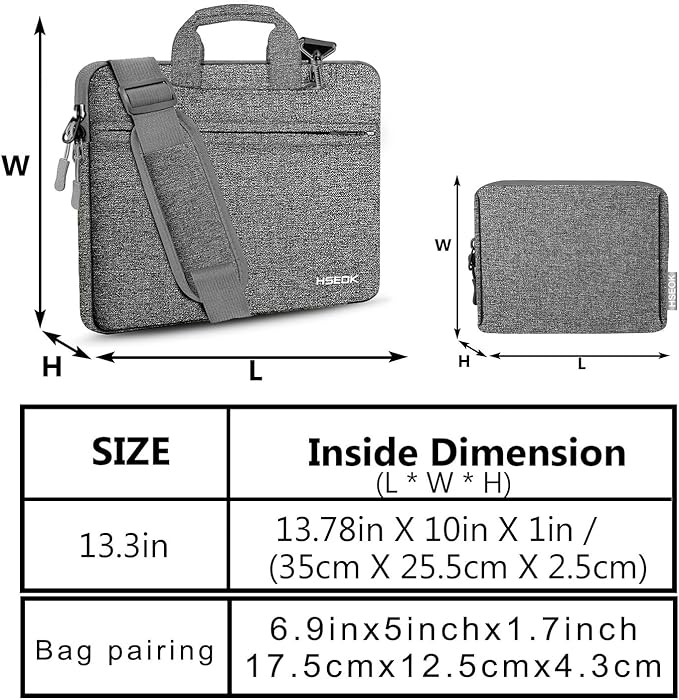 Hseok Laptop Shoulder Bag 13-14 inch Shockproof Water-Resistant HandBag with Small Case Compatible with MacBook Pro/Neo 14" M5/M4/M3/M2/M1, Mac Air/Pro 13.3", XPS 13/14, Most 13"-14" PC,Dark gray