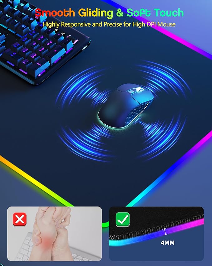 3-in-1 RGB Gaming Mouse Pad with Magnetic Wireless Charging, 31.5"x15.8" Large, 24 Light Effects, Non-Slip Base, Waterproof Ultra-Smooth Surface, No Adapter