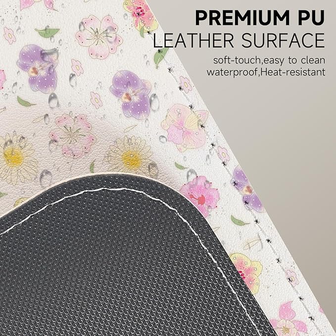 AUPET Leather Desk Pad Blotter Mat, Large Mouse Pad, Non-Slip Waterproof Desk Writing Pad Protector, Desk Decor for Office，Home，Gaming (Blossom, 35.4X15.7 inch)