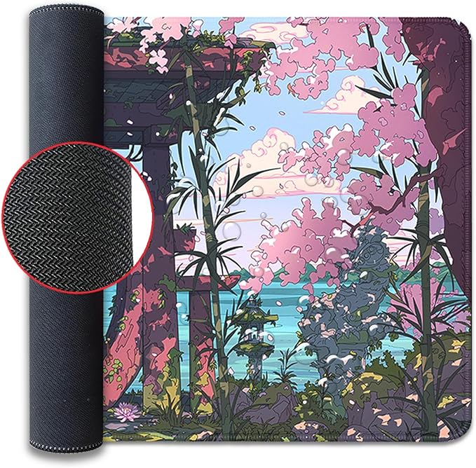 Cartoon Desktop Mouse Pad Large,Japanese Panda Desk Pad,Mouse Mat for Desk,Keyboard Pad,Gaming Mousepad with Stitched Edges,Non-Slip Waterproof Rubber Base for Computer Office Home Work(27.5X11.8 in)