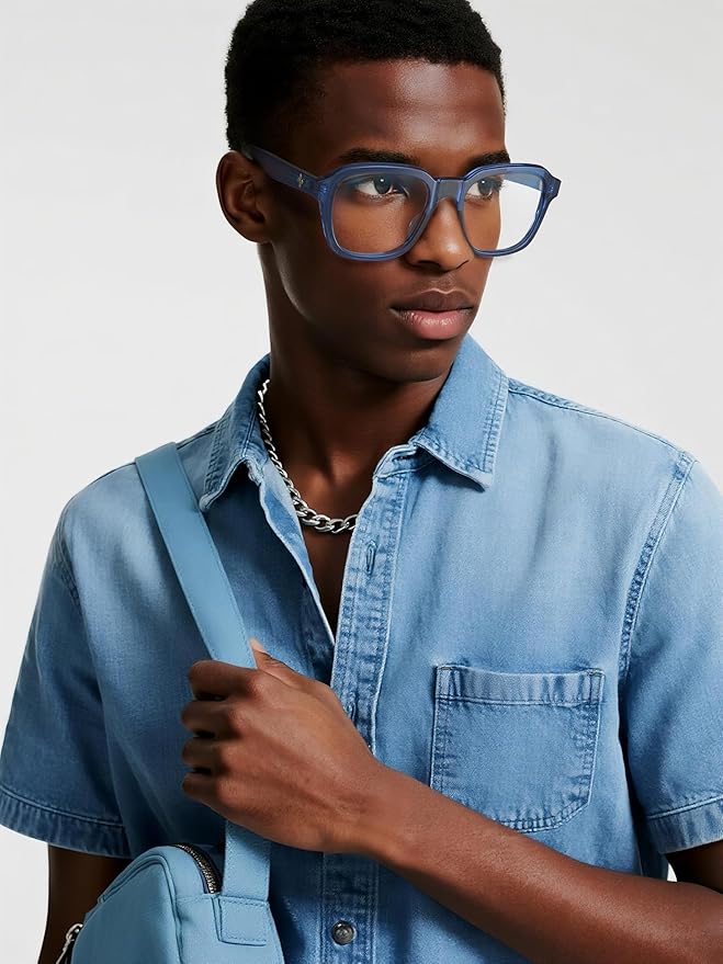 VISOONE Oversized Square Blue Light Blocking Glasses Fashion Computer Eyewear for Women and Men BENNETT