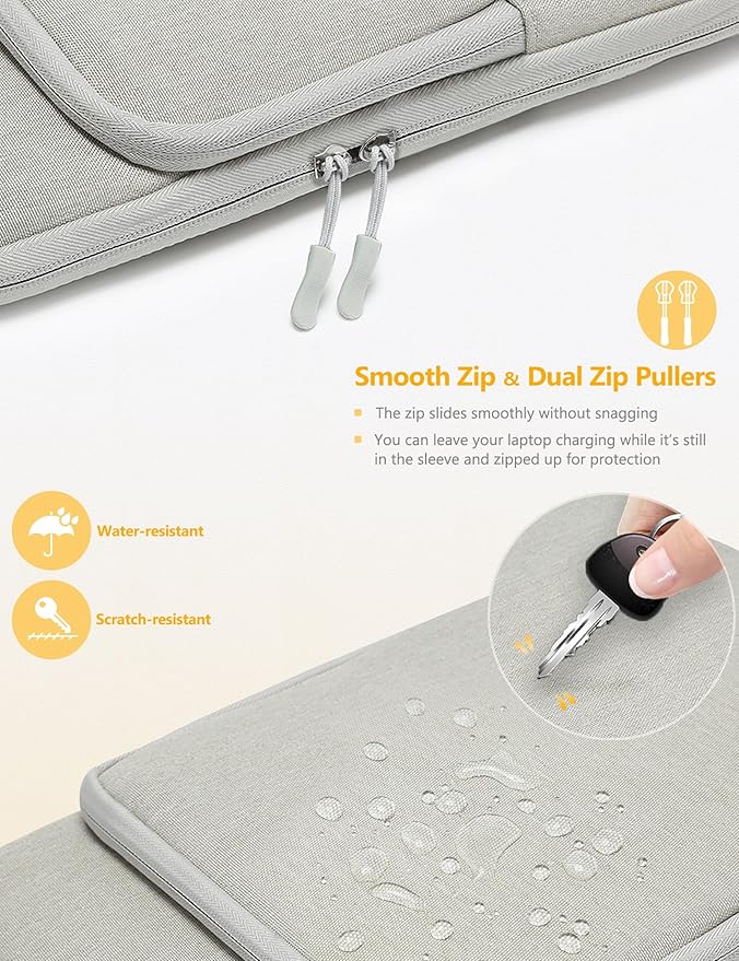 HYZUO 13.3-14 Inch Laptop Bag Sleeve for MacBook Pro 14 M5 M4 M3 M2 M1 Pro/Max A3426 A3427 2026-2021, MacBook Air/Pro 13.3, 13.8"-13.5" Surface Laptop/Book, Notebook Case for 13" Dell HP, Light Gray