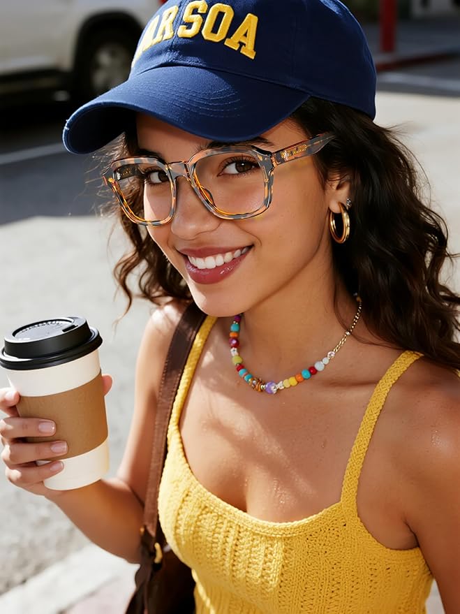 VISOONE Oversized Square Blue Light Blocking Glasses Fashion Computer Eyewear for Women and Men BENNETT