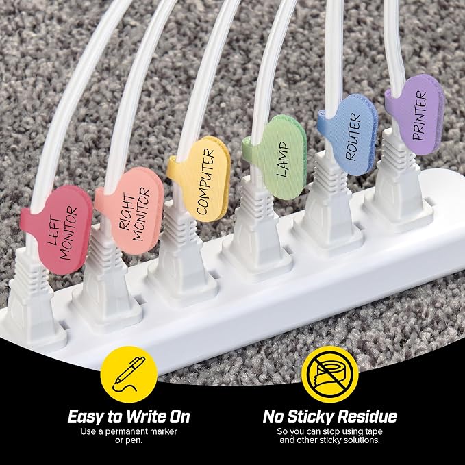 Wrap-It Storage Cable Labels - Oval, Macaron (36 Pack) - Write On Cord Labeler Wire Label Tags - Image 2