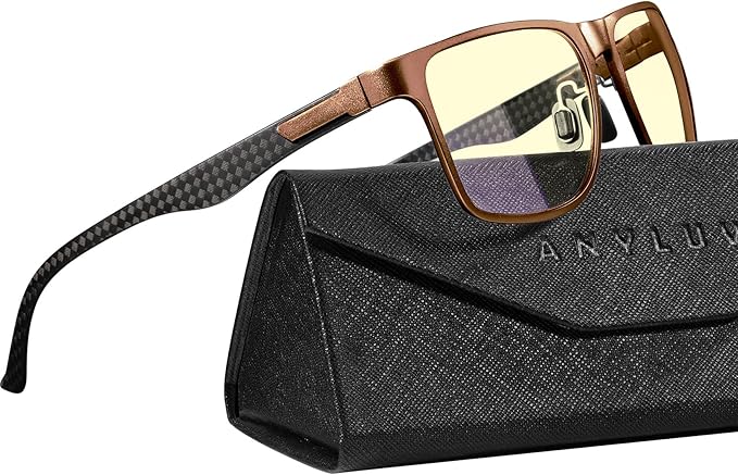 ANYLUV Carbon Fiber Reading Glasses for Men Women, Blue Light Blocking Computer Readers, Anti Glare Spring Hinge