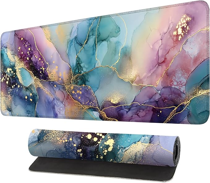 Mouse Pad, Large Anti-Slip with Stitched Edges Desk Mat Desktop Laptop Computer Desk Keyboard Mat,Table Protector Blotter Mat (Purple, 31.5" x 11.8")