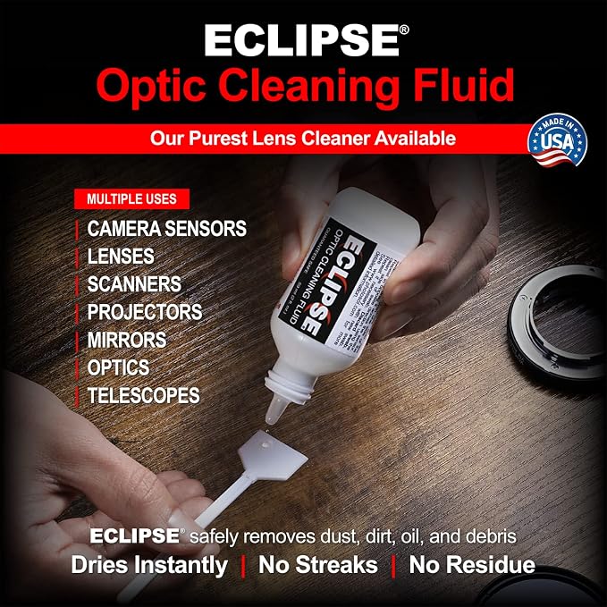 Eclipse Optic Cleaning Solution - Camera Lens and Digital Sensor Cleaner Fluid - Works with All Cameras, Binoculars, and Other Optical Products - Dropper Tip (15ml) - 0.5oz (2-Pack) - Image 2