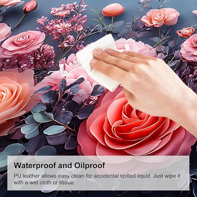 Mouse Pad, Large Anti-Slip with Stitched Edges Desk Mat Desktop Laptop Computer Desk Keyboard Mat,Table Protector Blotter Mat (Pink Flower, 31.5" x 11.8")