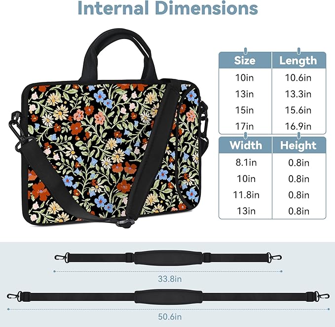 RICHEN Messenger Bag Carrying Case Sleeve with Handle Accessory Pocket Fits Laptops/Notebook/ebooks/Kids tablet/ipad (11-13.3 inch, Flowers2)