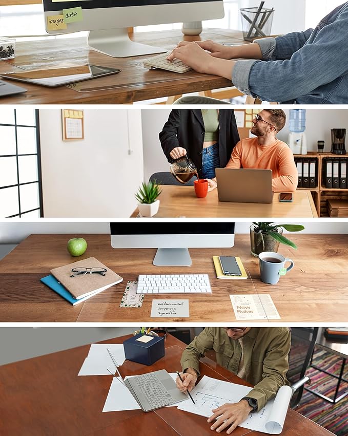 Oterri Clear Writing Desk Pad, 12’’x36” Heat Resistant Waterproof PVC Round Edge Durable Desk Protect Mat, Anti-Static Writing Mat Table Protector