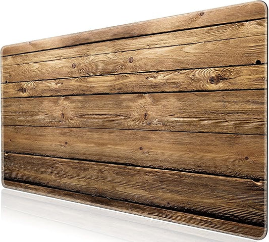 L-SPOUTTO Vintage Wood Desk Mat Gaming Mouse Pad Extended XXL 35.4x15.7in Large Mouse Pad Non-Slip Rubber Base Keyboard Pad Waterproof Desktop Mat for Laptop Computer Work Game Home Office-Wood Art