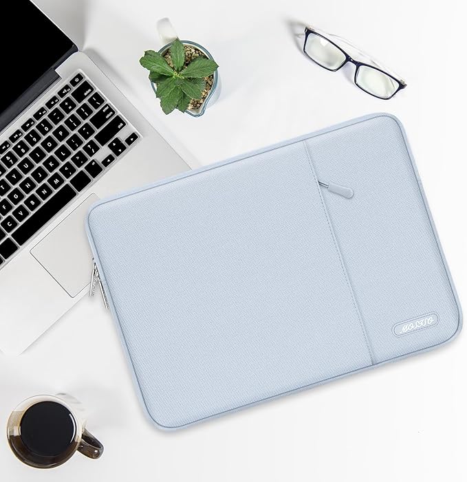 MOSISO Laptop Case 15 inch, 15 inch Laptop Sleeve Compatible with MacBook Air M5 A3448 M4 A3241 M3 A3114 M2 A2941 2026-2023, Dell XPS, Polyester Vertical Computer Sleeve Bag with Pocket, Baby Blue
