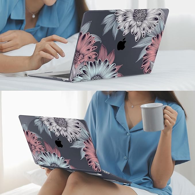 Mektron Case for MacBook Air 13" M1 A2337 A2179 A1932,Blooming Chrysanthemums Hard Cover 2018-2021 Air 13-inch with Touch bar, Designed Protective Shell w/Keyboard Skin Screen Protector Webcam Cover