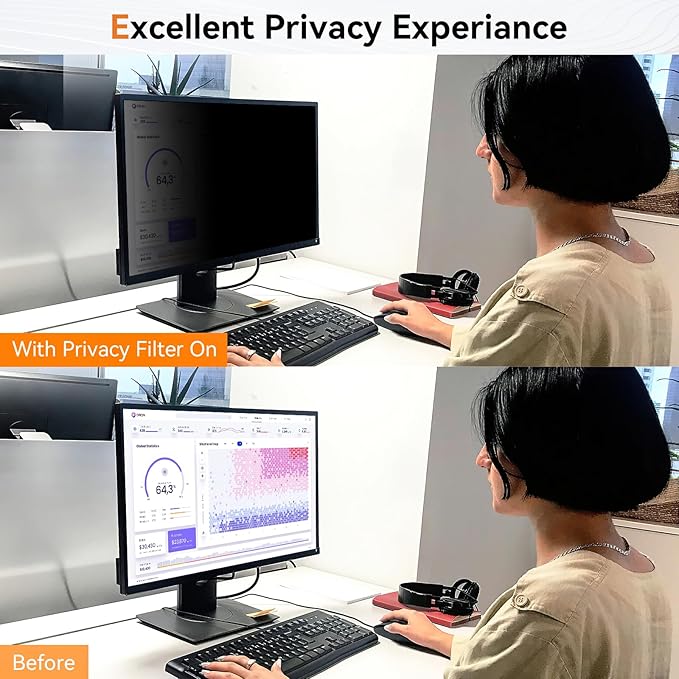 [2-Pack] 18.5 Inch Computer Privacy Screen for 16:9 Aspect Ratio Widescreen Monitor, Eye Protection Anti Glare Blue Light Computer Monitor Privacy Filter, Removable Anti-Scratch Screen Protector Film