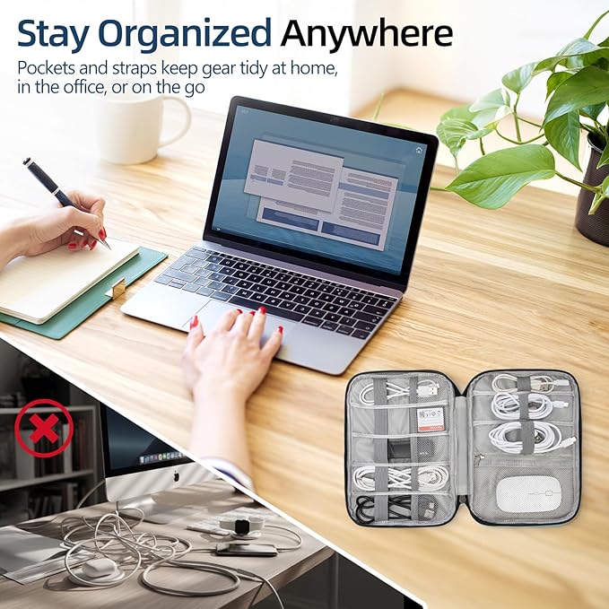 Electronics Organizer Travel Case,Travel Cable Organizer Pouch - Portable Storage Bag for Cord, Charger, Phone, Earphone, Electronic Accessories for Travel & Daily Use