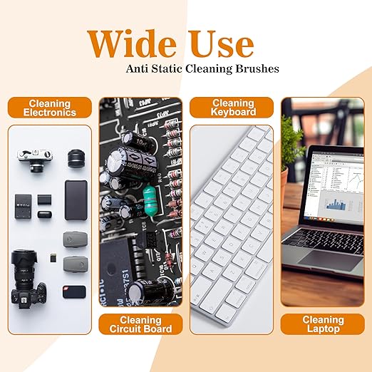 Small Portable Nylon Anti Static Brushes Electronics Computer Keyboard Laptop Cleaning Brush Kit (Black, Set of 8) - Image 2