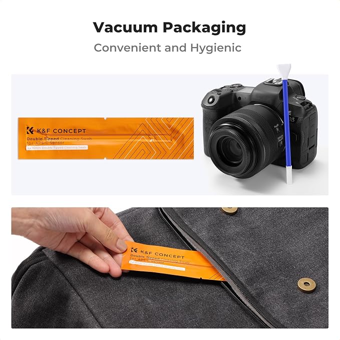 K&F CONCEPT 2-1 16mm APS-C Frame Sensor Cleaning Swab, Viewfinder Cleaning Swab, with 20ml Sensor Cleaner, DSLR Camera CMOS and CCD Sensor Cleaning Swab Kits Compatible with Nikon Sony Canon Camera - Image 8