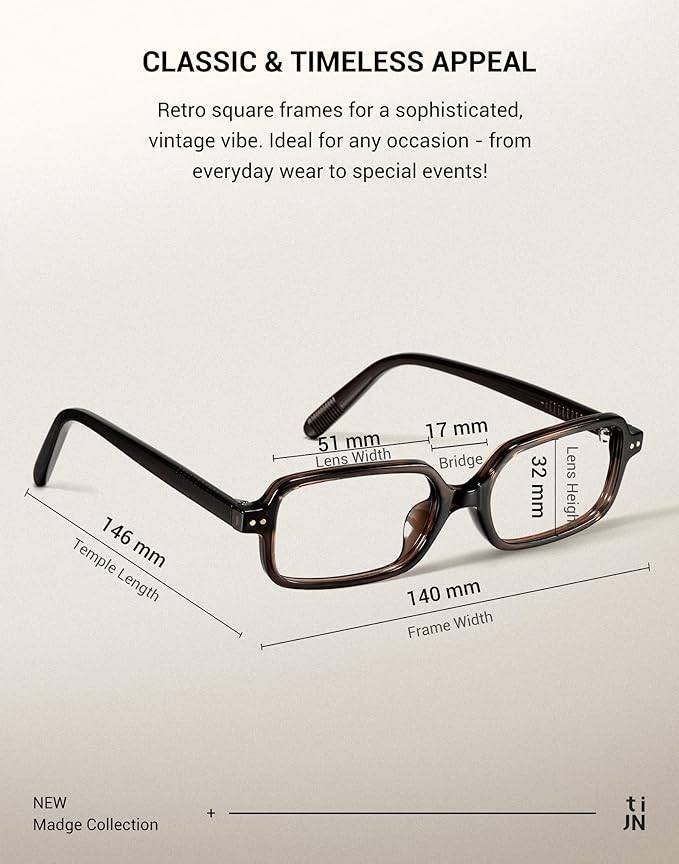 TIJN Blue Light Blocking Glasses Women Men Retro Cat Eye Square Oval Anti Glare Screen Computer Gaming Daily Eyeglasses TR90