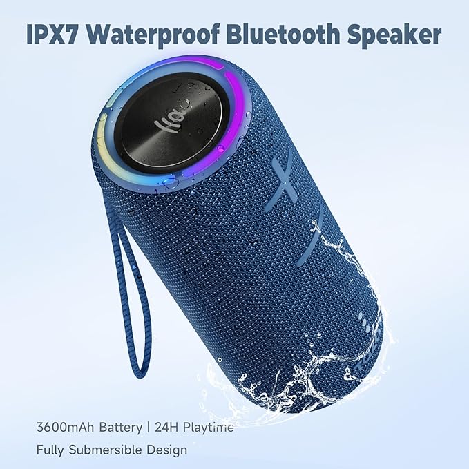 IPX7 Waterproof Bluetooth Speaker - 30W HD Sound, 8H Playtime, TWS Pairing, BT5.3, Portable for Pool/Beach/Shower,Birthday Gift, Valentines Day Gifts