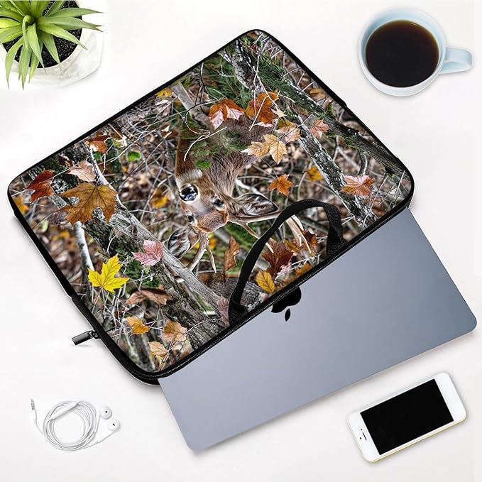 Laptop Sleeve Bag with Handle Computer Protective Soft Cover Case for 14 Inch 13 Inch Laptop,Deer in Forest