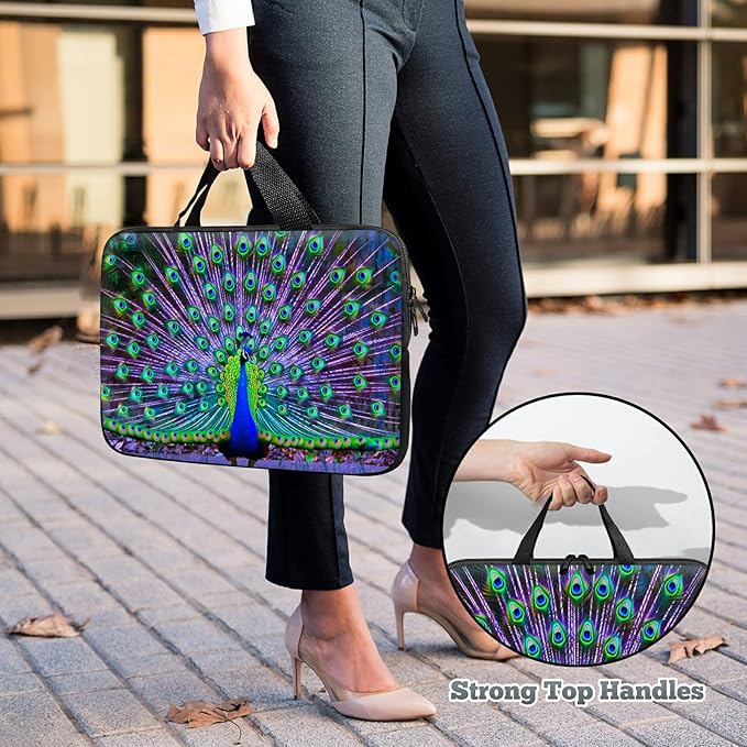 Laptop Sleeve Case Bag 15 inch, Peacock Slim Carrying Case Handbag Travel Laptop Bag for 15 inch MacBook Air M3/M2/15 Pro/Surface Laptop 7/6/5/4/3/ Dell XPS 15 Plus