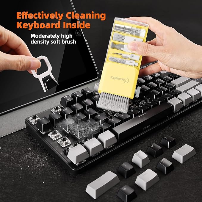 Tassmpitor Laptop Screen Keyboard Cleaner Kit, All in 1 Electronics Cleaning Tool for MacBook iPad iPhone Pro Cell Phone, Brush Tool for Tablet, Computer, PC Monitor,TV Camera Lens with Patent, Yellow - Image 2