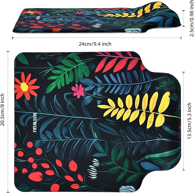 TIDALSOIL Ergonomic Mousepad with Slow-Rebound Memory Foam Wrist Rest - Ultra Smooth Surface, Non-Slip Base, Desk Essential for Office, Design, Gaming, 9.4"x8.1"