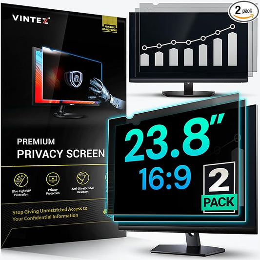 VINTEZ [2 Pack] 23.8 Inch 16:9 Privacy Screen for Computer Monitor and Laptop - Anti Glare Protector Film Blue Light Filter Eye Protection - Computer Screen Privacy Shield