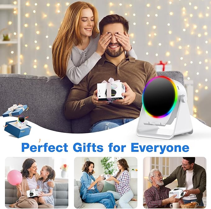 TARKARI Wireless Induction Speaker, 5 in 1 Bluetooth Speaker, 360° Rotation Cell Phone Stand with Ambient Light Compatible with iPhone iPad Android Tablet, Birthday Gifts for Women Men Him
