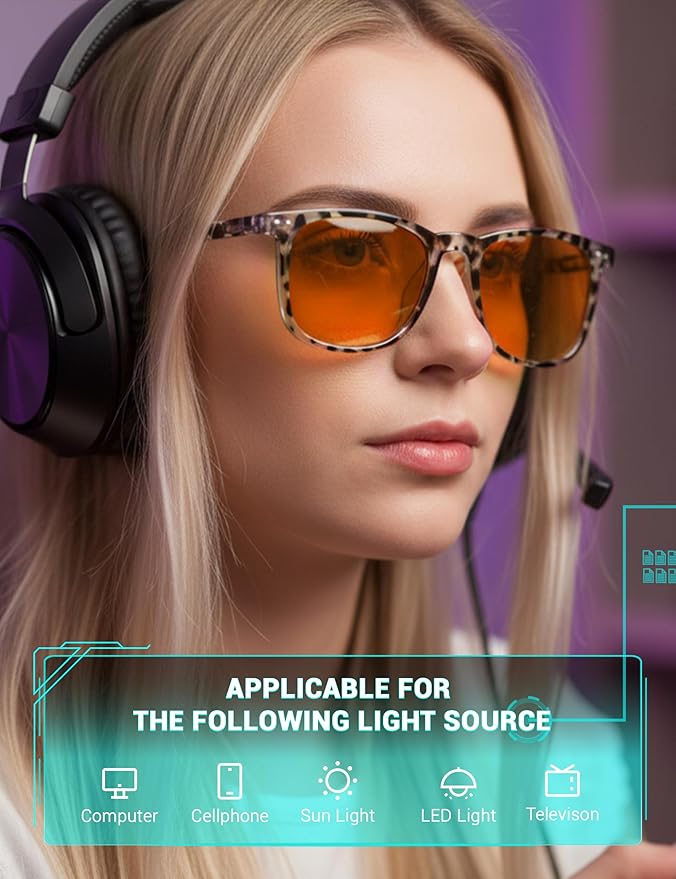 TIJN Sleep Glasses Blue Light Blocking Square Eyeglasses Dual AR Coatings for Computer Gaming Screen Fatigue & UV Protection