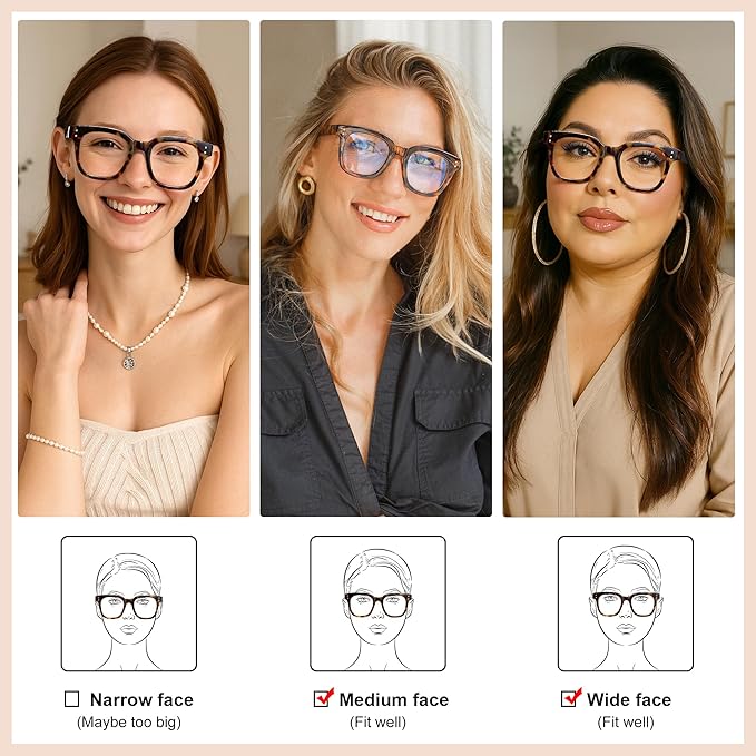 Madison Avenue Oversized Blue Light Blocking Glasses for Women Fashion Blue Light Blockers Anti Eyestrain & UV Protection Computer Eyeglasses (Brown Demi Pink)