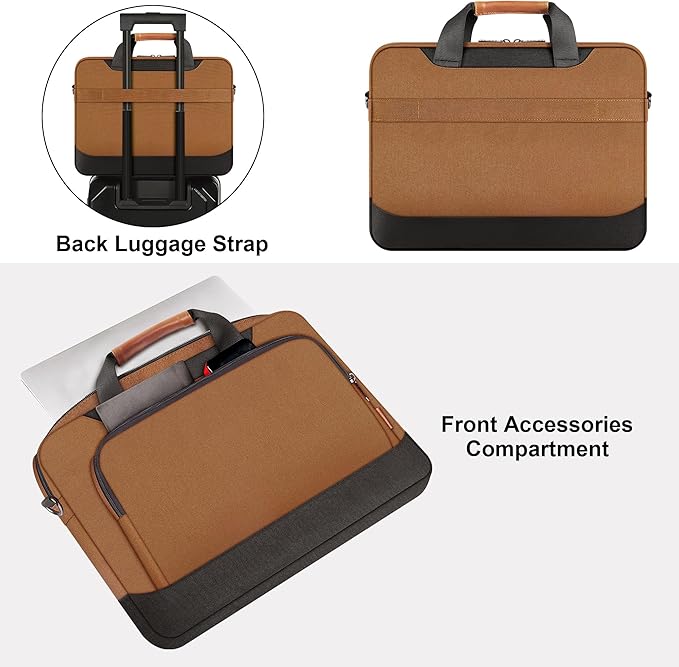 DOMISO 17-17.3 Inch Laptop Bag Large Capacity Shoulder Case for Dell Precision 17/MSI/HP Pavilion 17, Brown