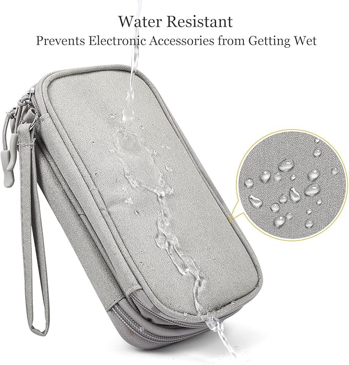 Electronics Accessories Bag, Universal Electronics Accessories Organizer Case, Waterproof Portable Cable Organizer Bag, Travel Gear Carry Bag for Cord, Charger, Flash Drive, Phone, SD Card, Gray