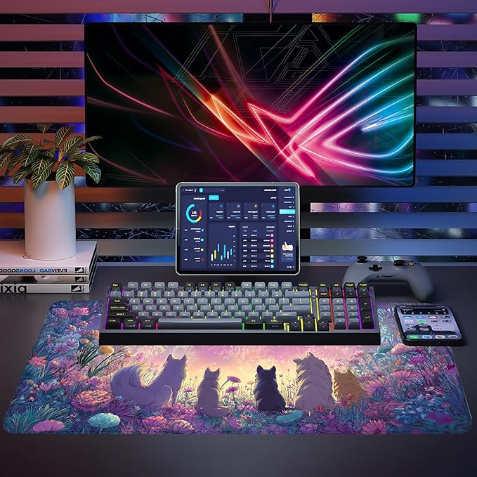 Mouse Pad, Large Anti-Slip with Stitched Edges Desk Mat Desktop Laptop Computer Desk Keyboard Mat,Table Protector Blotter Mat (Dog, 35.4" x 15.7")