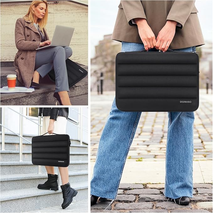DOMISO 15.6 inch Laptop Case Sleeve Protective Cover Compatible with 16 inch MacBook Pro M4 M3 M2/Pro Max,15.6-16 inch HP Dell ASUS Lenovo Chromebook,Waterproof Computer Cases Bag with Handle,Black