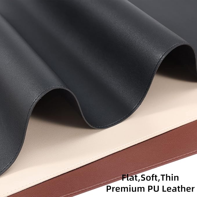 Desk Pad 36x17 inches,PU Leather Desk Blotter,Non-Slip Base Waterproof Surface Office Desk Mat Protector,Old Desktop Cover Decor,Large Mouse Pad,Black