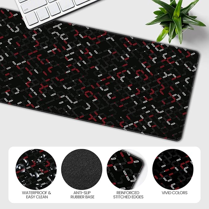 35.4 x 15.7 inches, Large Desktop Mouse pad, Keyboard and Mouse Pads for Work and Home Computers, and Large Laptop Mouse mat， (DM4-Red and White Checkered)