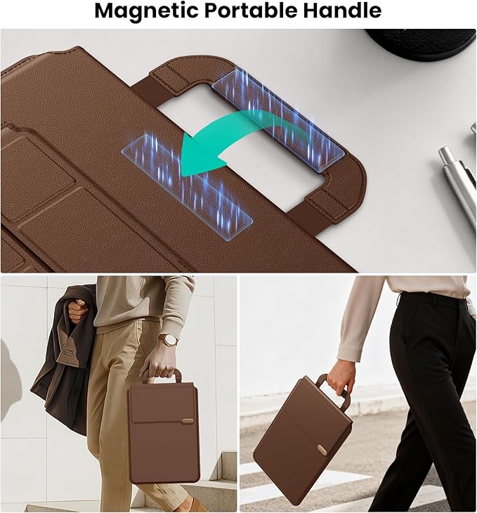 Nillkin 16 inch Laptop Sleeve with Handle (4-in-1), 2 Stand Modes, MacBook Sleeve with Adjustable Stand & Mouse Pad, Slim Laptop Case 16 inch for Samsung/Surface/HP/Chromebook/Dell 13-16'', Brown