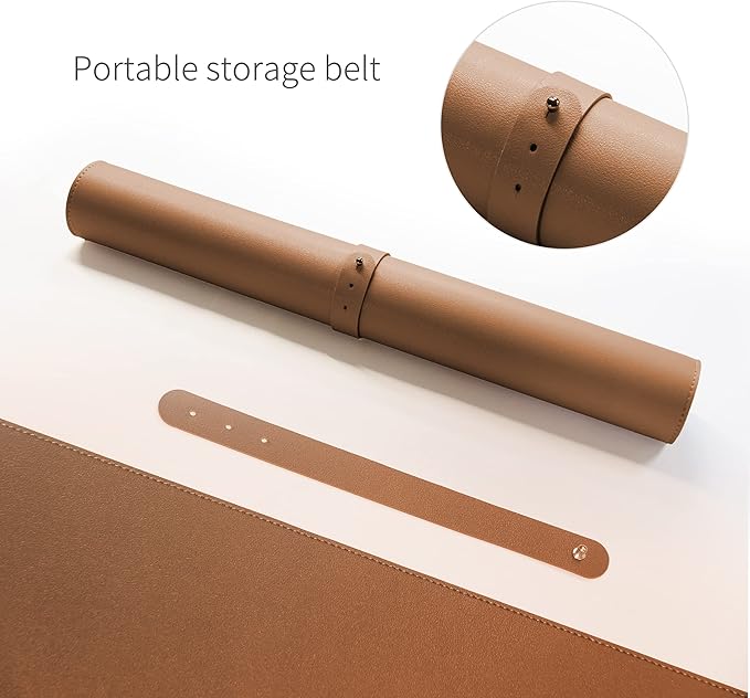 RENMTURE Dual-Sided Desk Pad, Natural Cork & PU Leather Large Mouse mats for Office and Home Work, Desk Protector Non-Slip, Waterproof, Easy Clean (Brown, 36"x17")