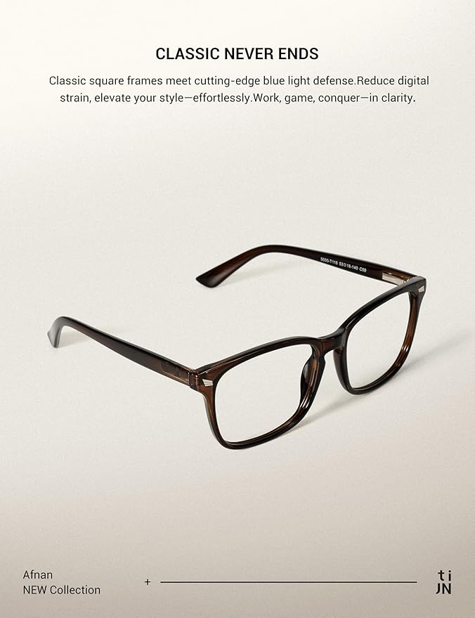 TIJN Blue Light Blocking Glasses for Women Men Square Frame Nerd Eyeglasses Anti Blue Ray Computer Screen Glasses