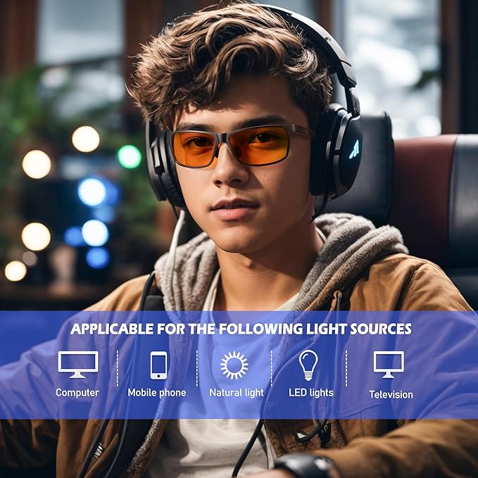 ANYLUV Blue Light Blocking Glasses Men Computer Gaming Glasses Lightweight Al-Mg Metal Anti Eyestrain Eye Protection